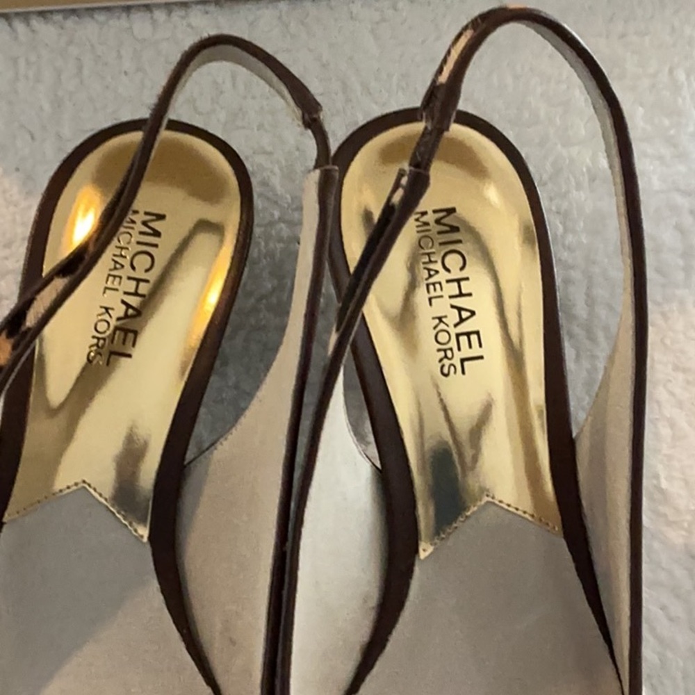 NWOT Michael Kors Leopard Print Calf Hair Kitten Heel Slingbacks - Picture 4 of 9